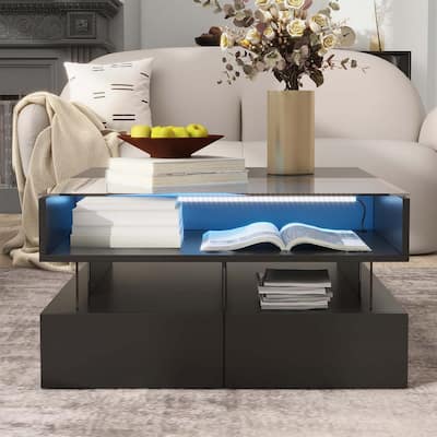 Lift-Top Coffee Table with 2 Drawers,Modern Square Design