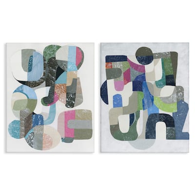 Stupell Retro Pastel Geometrics Canvas Wall Art Design By Coco Good (Set of 2)
