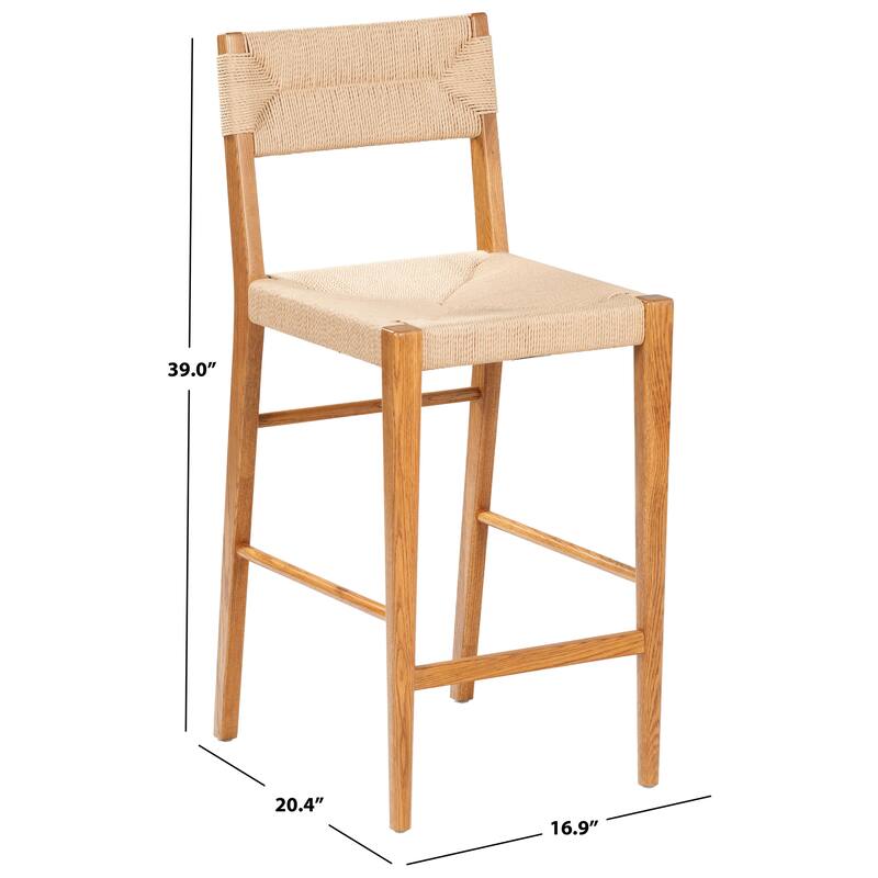 SAFAVIEH Couture Cody Rattan Counter Stool - 17"W x 20"D x 39"H