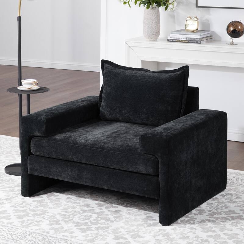 Roomfitters Chenille Upholstered Accent Armchair with Wide Armrests, Ergonomic Lounge Chair