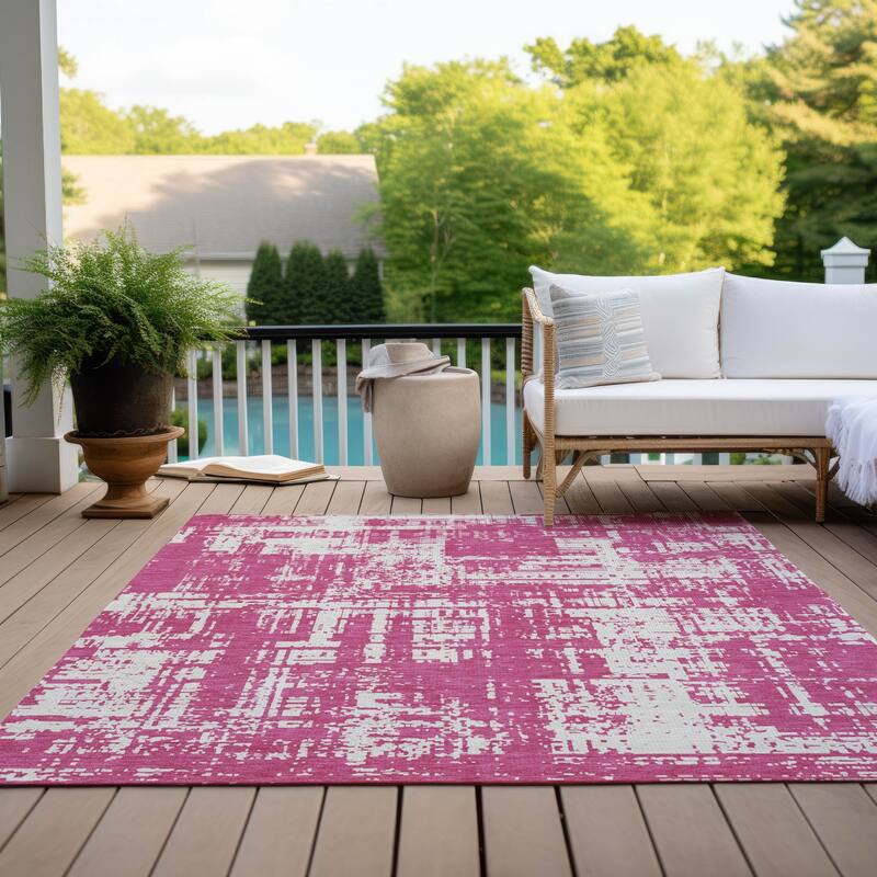Machine Washable Indoor/ Outdoor Chantille Abstract Solid Rug