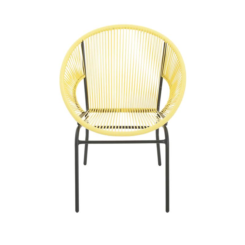 Roomfitters Nusa Outdoor Woven Wicker Patio Chair with Iron Legs, Modern Round Basket Seat, Set of 2 - Set of 2