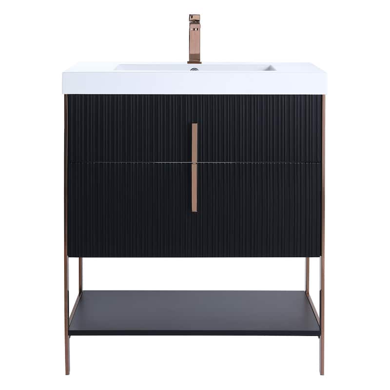 Fine Fixtures Serenity Modern Bathroom Vanity with White Gel Acrylic Top