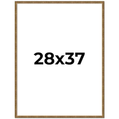 28x37 Frame Black Real Wood Picture Frame Kingsley Gold Distressed Photo Frame with UV Acrylic Foam Board Backing &