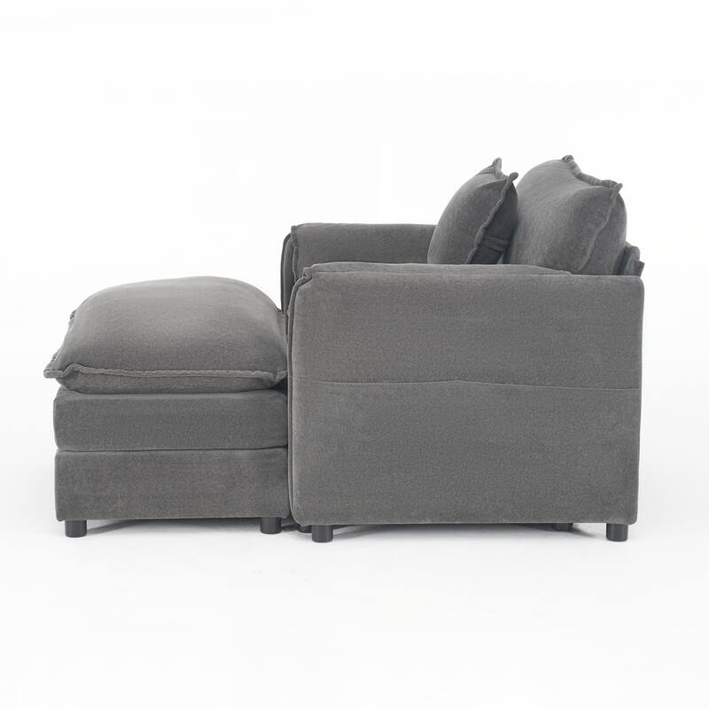 Chair with Movable Ottoman for Living Room or Bedroom
