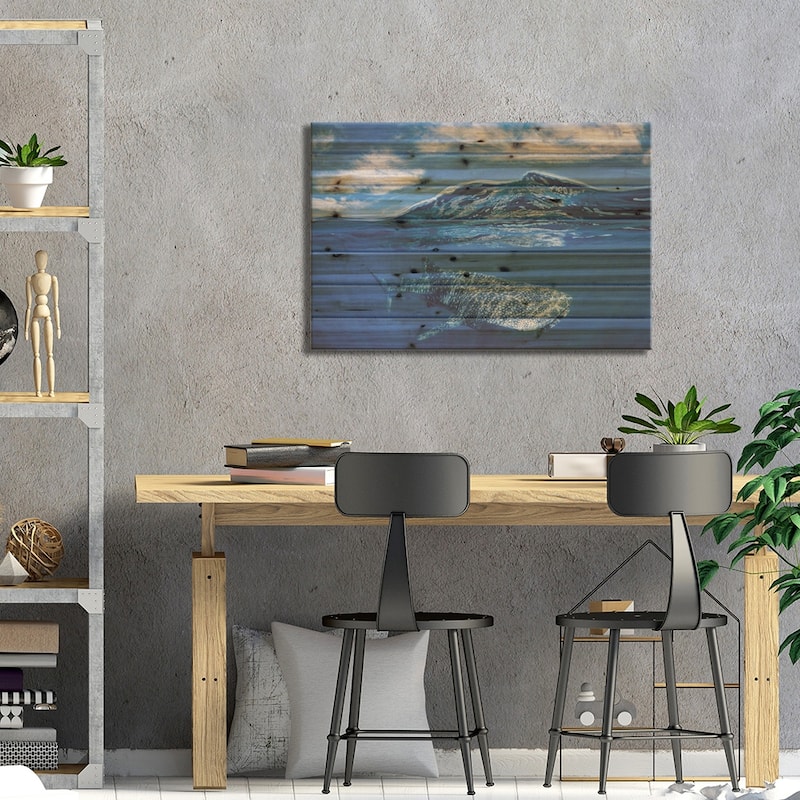 Whale Shark Over Under Print On Wood by Jordan Robins - Multi-Color