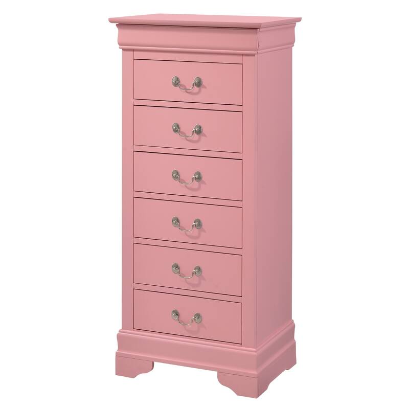 7-Drawer Wooden Bedroom Chest - 51" - Pink