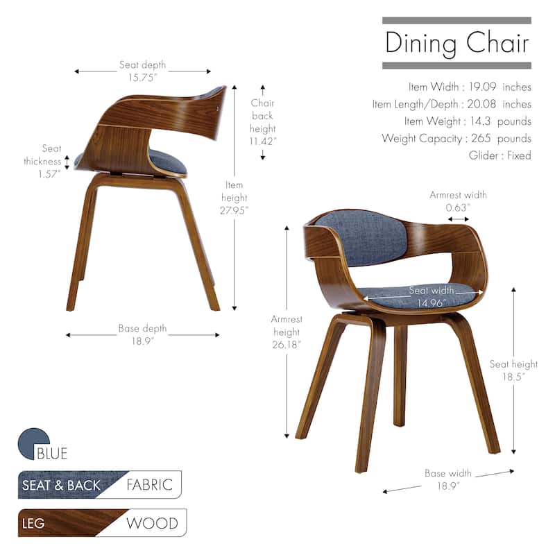 Porthos Home Deah Fabric Upholstered Dining Chair with Wooden Legs