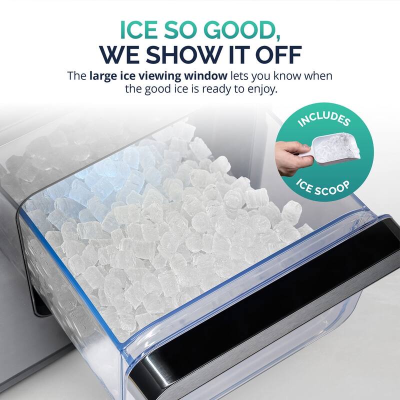 Luma Nugget Countertop Ice Maker, 44 lbs in 24 hours - Black Stainless Steel