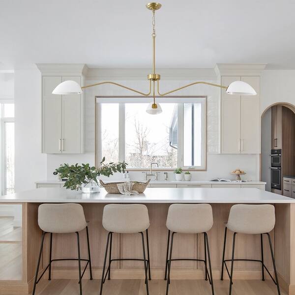 Mid-Century Brass Chandelier Modern Farmhouse Pendant Light - 3 Light-65.5*32.48in