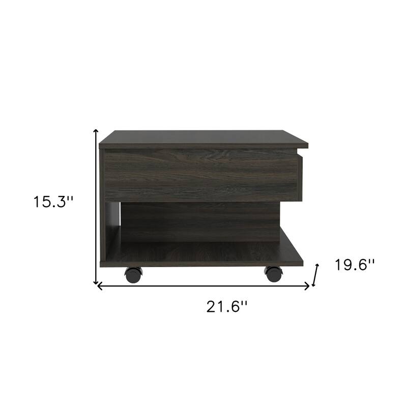 22" Carbon Espresso Manufactured Wood Rectangular Coffee Table With Drawer - 15.3" H x 21.6" W x 19.6" D
