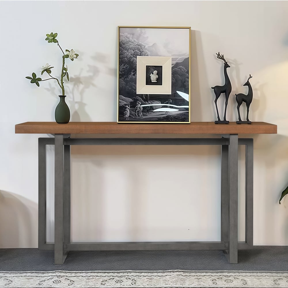59" Narrow Console Table - MDF Entryway Sofa Table for Hallway, Living Room, Foyer with Space-Saving Design