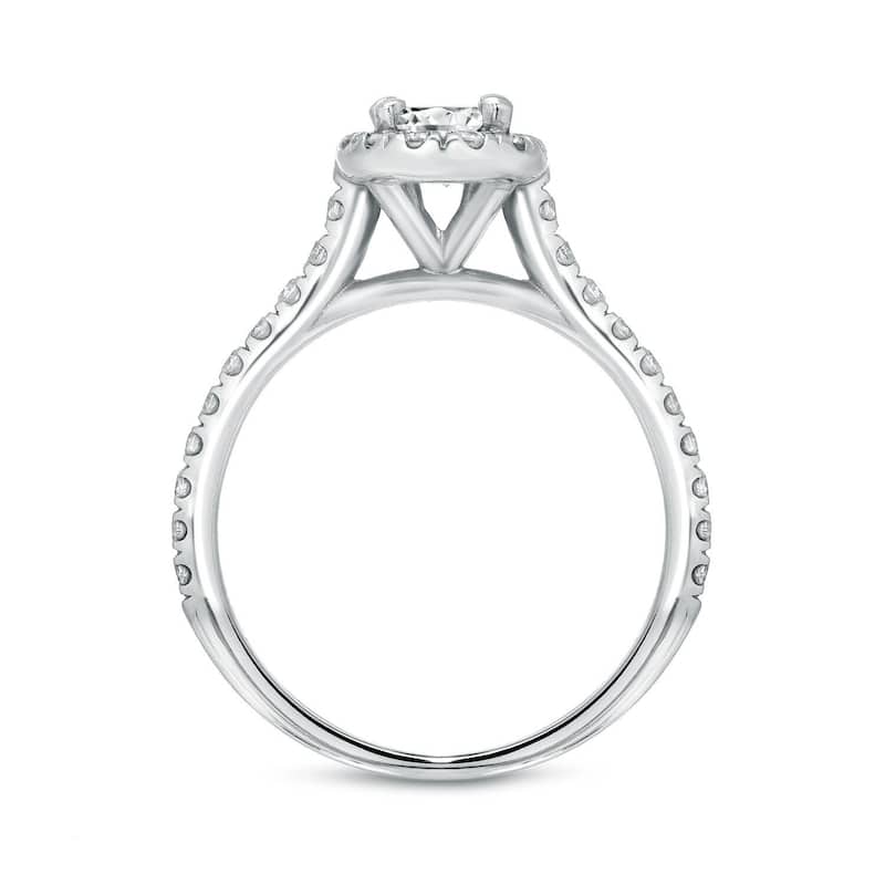 Auriya 14k Gold 1ctw Halo Oval-cut Diamond Engagement Ring Set Platinum