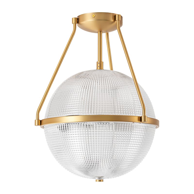 3-Light Mid-Century Textured Glass Globe Bubble Sphere Semi-Flush Mount Ceiling Light For Kitchen Island