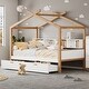 preview thumbnail 1 of 9, White Twin Size Wooden House Bed Original Wood Colored Frame Twin