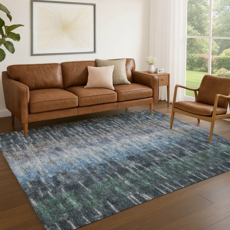 Machine Washable Indoor/ Outdoor Contemporary Ombre Chantille Rug
