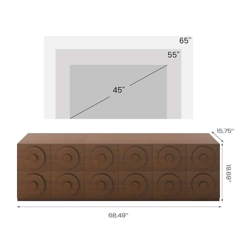 Modern 1-4 Pieces Modular Walnut Color Cabinets,TV Stands with Brown Solid Wood Veneer, Drawers & Caninets