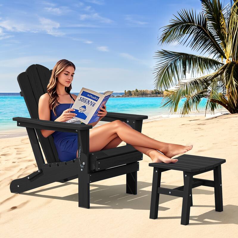 Outdoor Patio HDPE Ottoman Footstool, Extra Seat