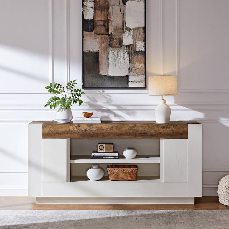 70" Modern TV Stand, Wood Entertainment Center for TVs Up to 80"