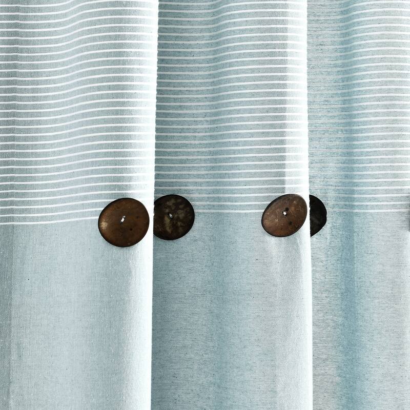 Lush Decor Farmhouse Button Stripe Yarn Dyed Woven Cotton Window Curtain Panel Pair