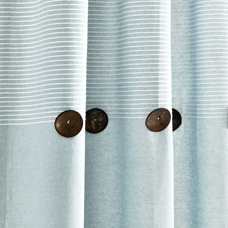 Lush Decor Farmhouse Button Stripe Yarn Dyed Woven Cotton Window Curtain Panel Pair Bed Bath