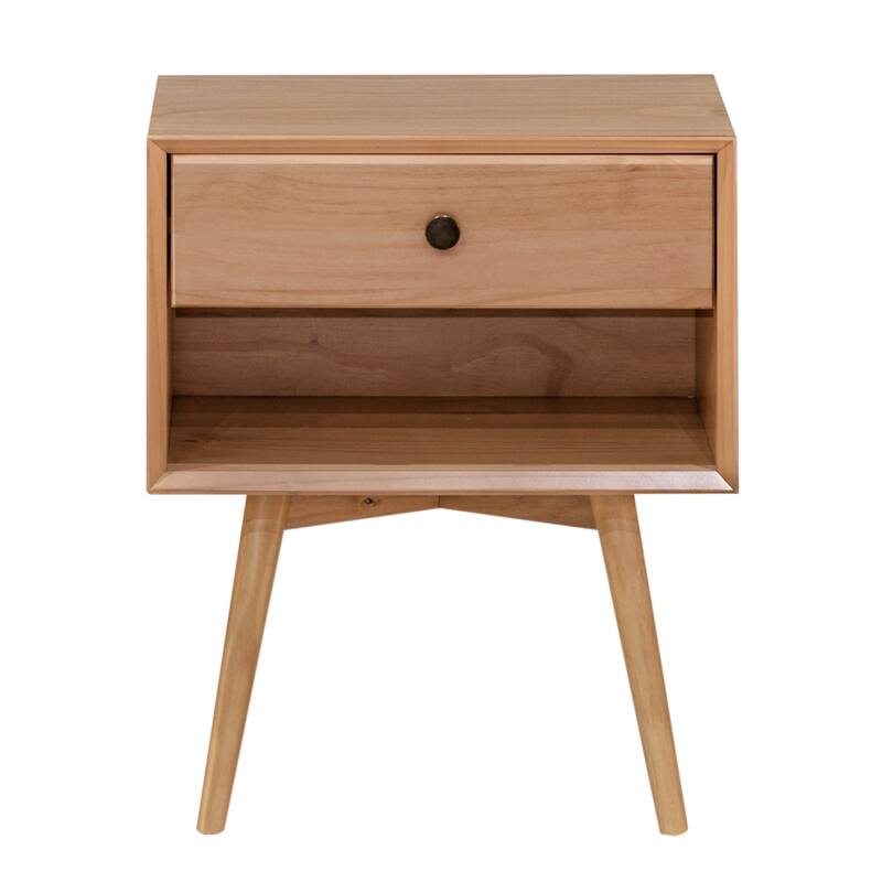 Middlebrook Mid-Century Solid Wood 1-Drawer, 1 Shelf Nightstand - Natural Pine