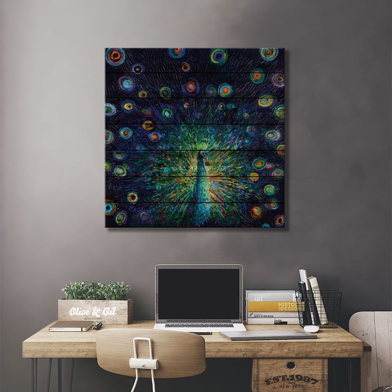 Plumas de Lunas Print On Wood by Iris Scott - Multi-Color