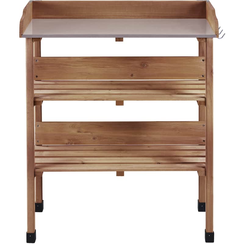 Yaheetech Outdoor Potting Bench Table Station with Storage Shelf