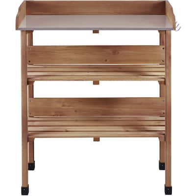 Yaheetech Outdoor Potting Bench Table Station with Storage Shelf