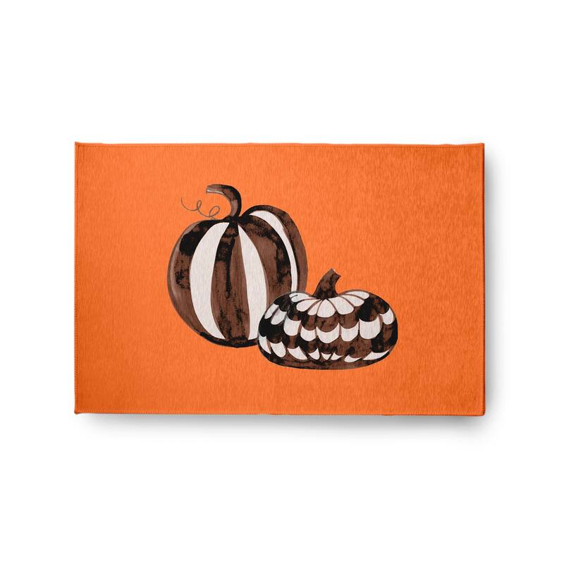 Pumpkin Duo Fall Design Chenille Area Rug - 2' x 3' - Orange