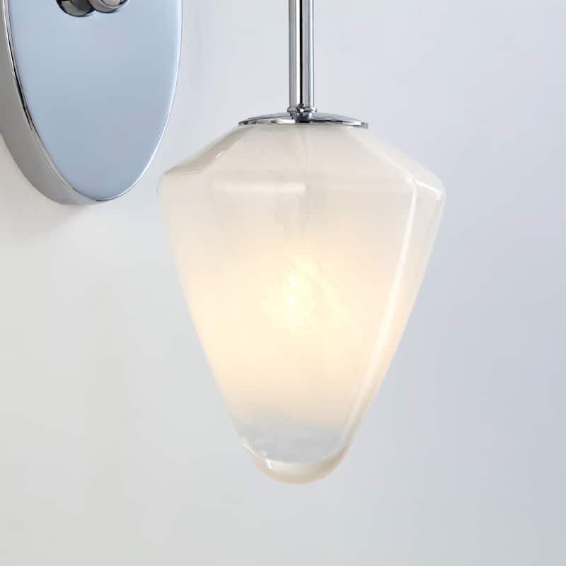 VidaLite Nimbus 1-Light Polished Nickle Wall Sconce Light With Snow White Glass Shades, Modern & Contemporary Style - 14" x 9.5"
