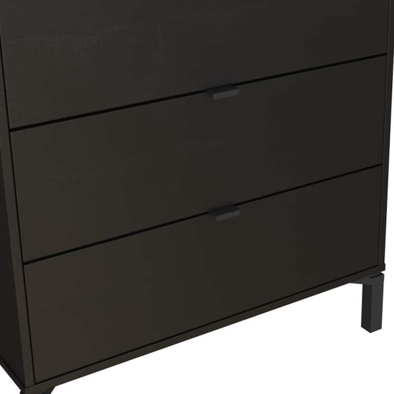 HomeRoots 30" Black Three Drawer Dresser