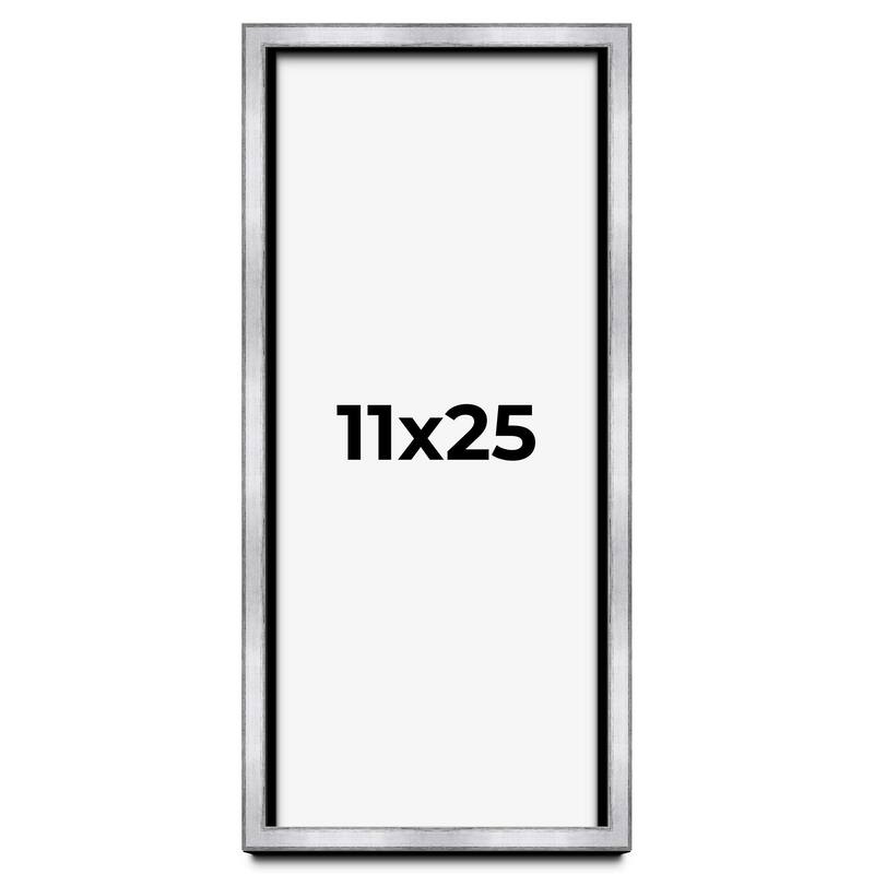 11x25 Shadow Box Frame Silver | 1.375 Inches Deep Real Wood