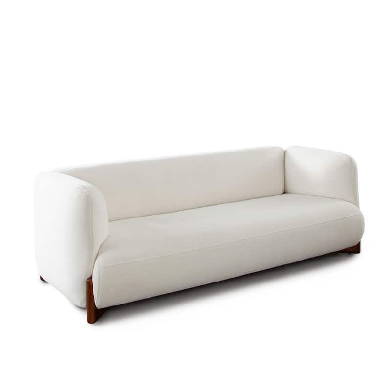 Kiol Sofa, 3 Accent Pillows, White Padded Polyester Seating, 88 Inch