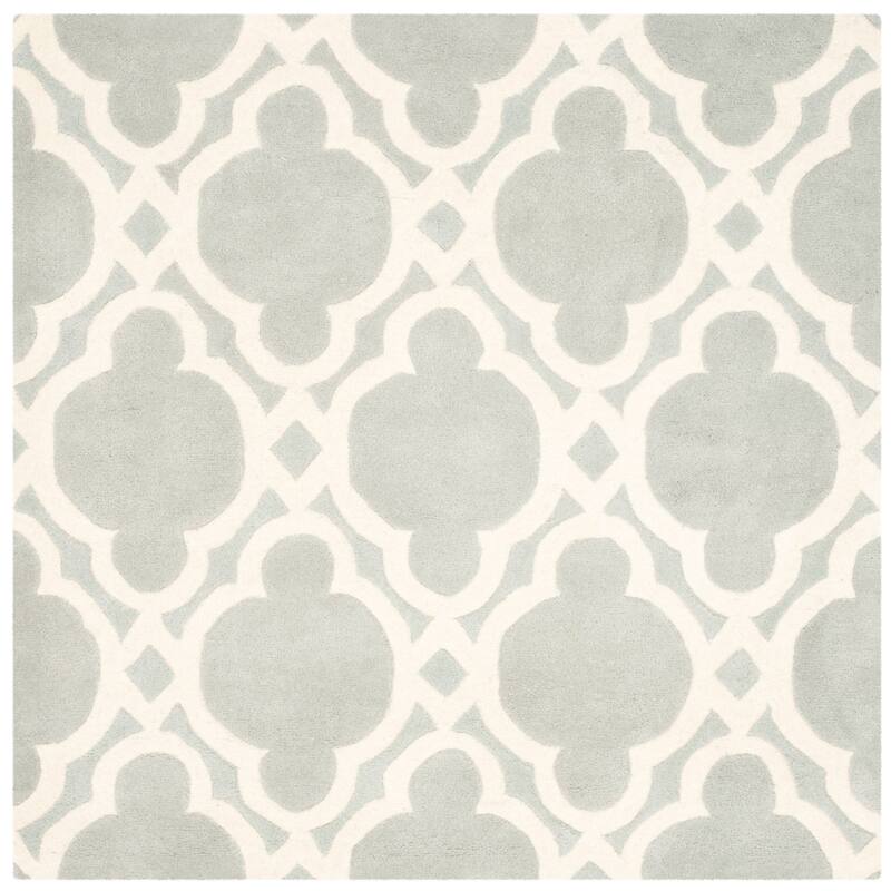 SAFAVIEH Handmade Chatham Naemi Modern Wool Rug - 5' Square - Grey/Ivory