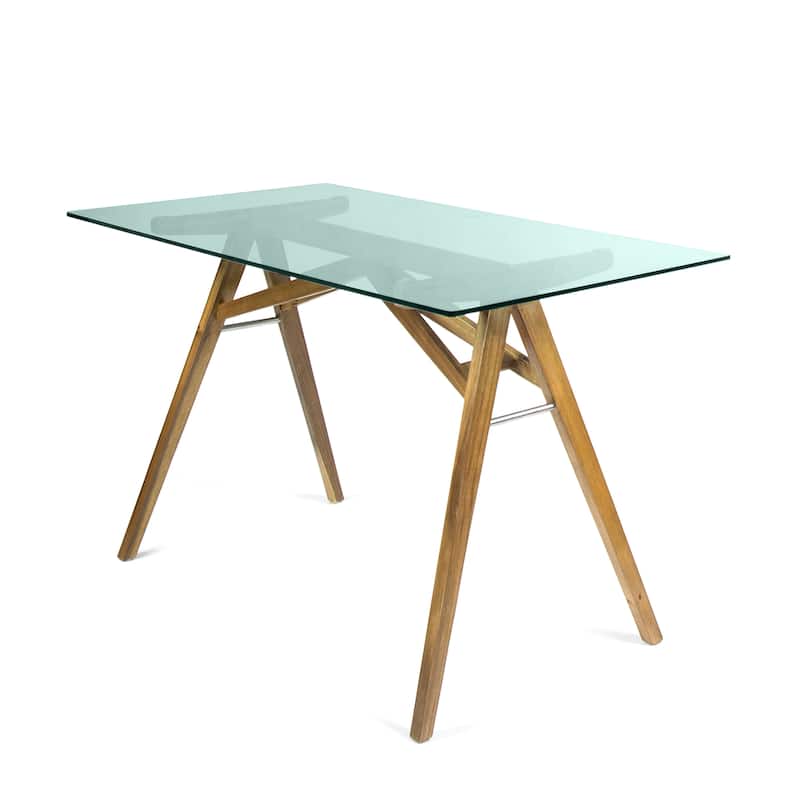 Croxton Mid-Century Glass and Acacia Wood Desk by Christopher Knight Home