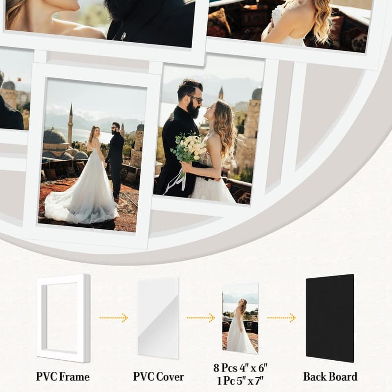 Hello Laura 9 Opening Round 4×6 Collage Wall Frame Multi Picture Photo Frame for Wall