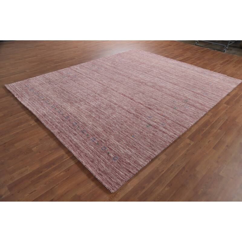 Hand Knotted Oriental 100% Wool Carpet Tribal Tribal Pink Gabbeh Area Rug - 9' 7'' X 7' 9''