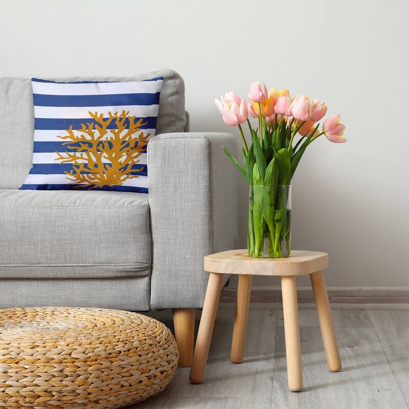 Coral and Stripes Decorative Throw Pillow