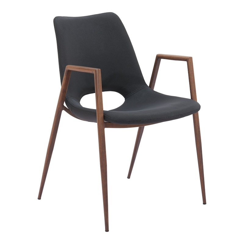 Set of 2 Upholstered Open Back Dining Armchairs with Metal Legs - 21.7” x 23.2” x 32.5”