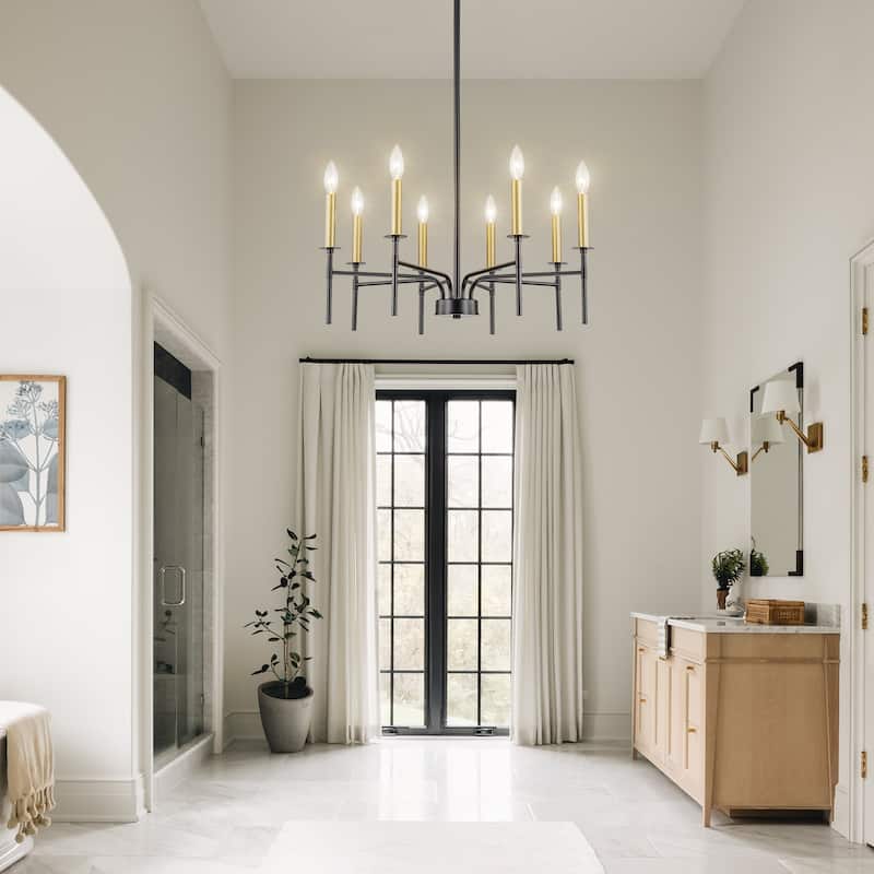 Starsky 8-Light 27'' Traditional Classic Candle Farmhouse Chandelier