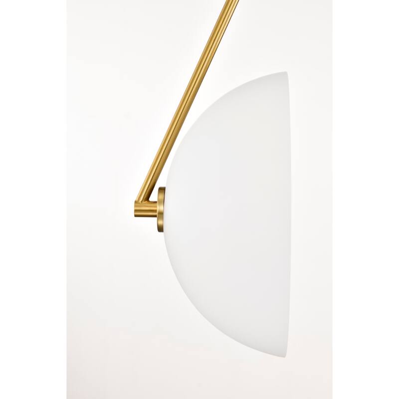 Gethra Split Sphere Brass and Frosted Glass Pendant Ceiling Lamp 2-Light Down Rod