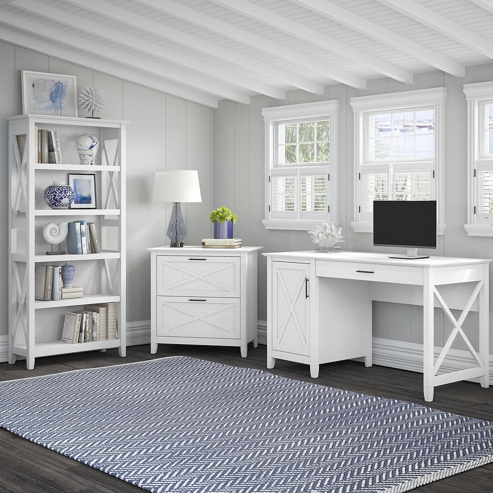 Key West 54W Computer Desk with Cabinet and Bookcase by Bush Furniture