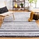 preview thumbnail 2 of 31, SAFAVIEH Augustine Heleen Stripe Fringe Rug 8' x 10' - Black/Ivory - Rectangle
