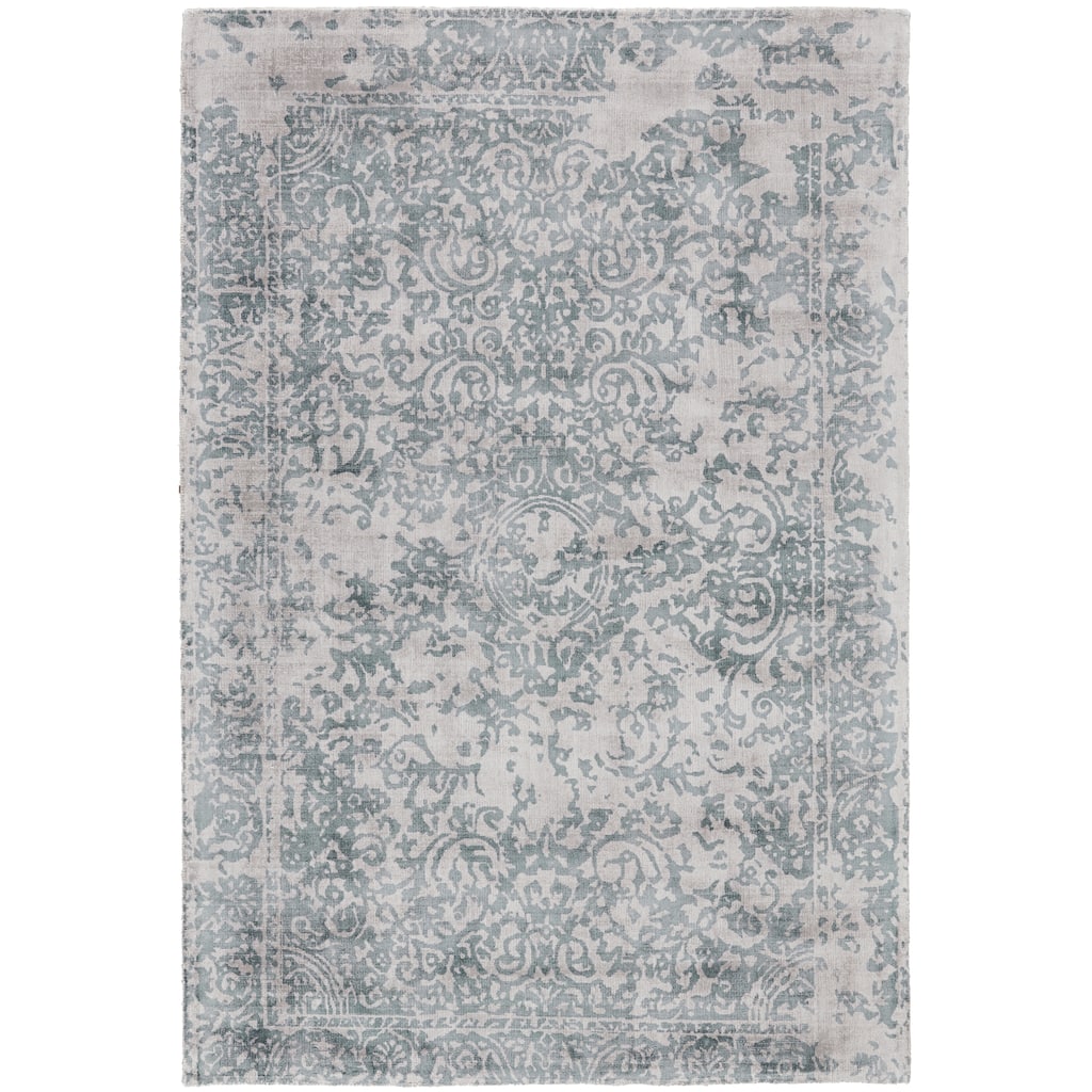 Jasmel Distressed Damask Rug, Blue/Gray Mist, Accent Rug