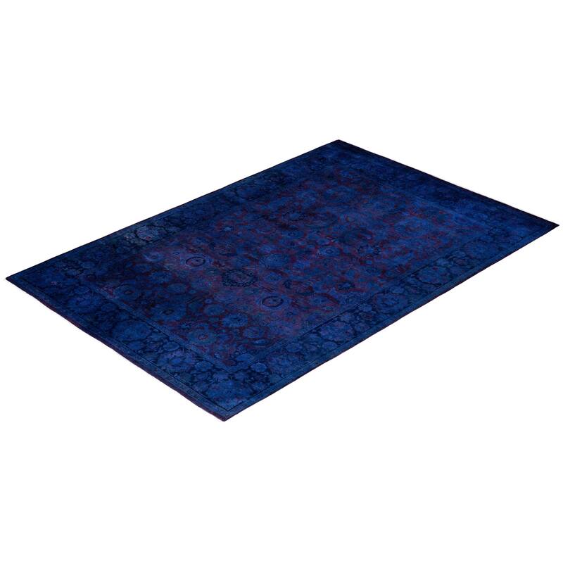 Fine Vibrance One-of-a-Kind Hand-Knotted Area Rug - Blue, 6' 2" x 9' 0" - 6' 2" x 9' 0"