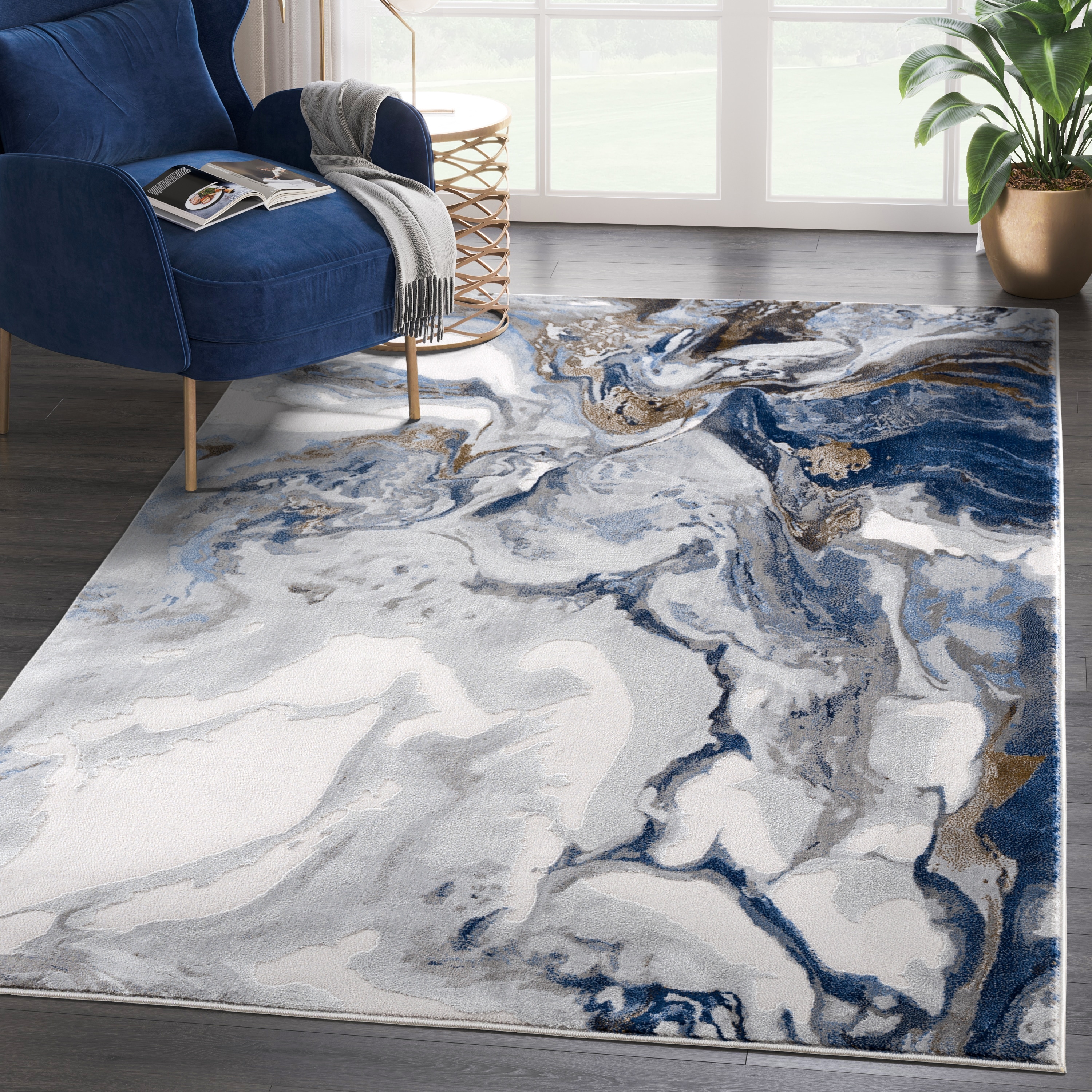 Abani Rugs Regal REG140A Abstract Grey Blue Area Rug