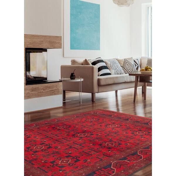 346280 eCarpet Gallery Area Rug for Living Room Hand-Knotted Wool Rug Bedroom Bold and Colorful Bordered Red Kilim 4'2 x 6'6 346280 eCarpet Gallery Area Rug for Living Room Hand-Knotted Wool Rug Bedroom Bold and Colorful Bordered Red Kilim 4'2 x 6'6