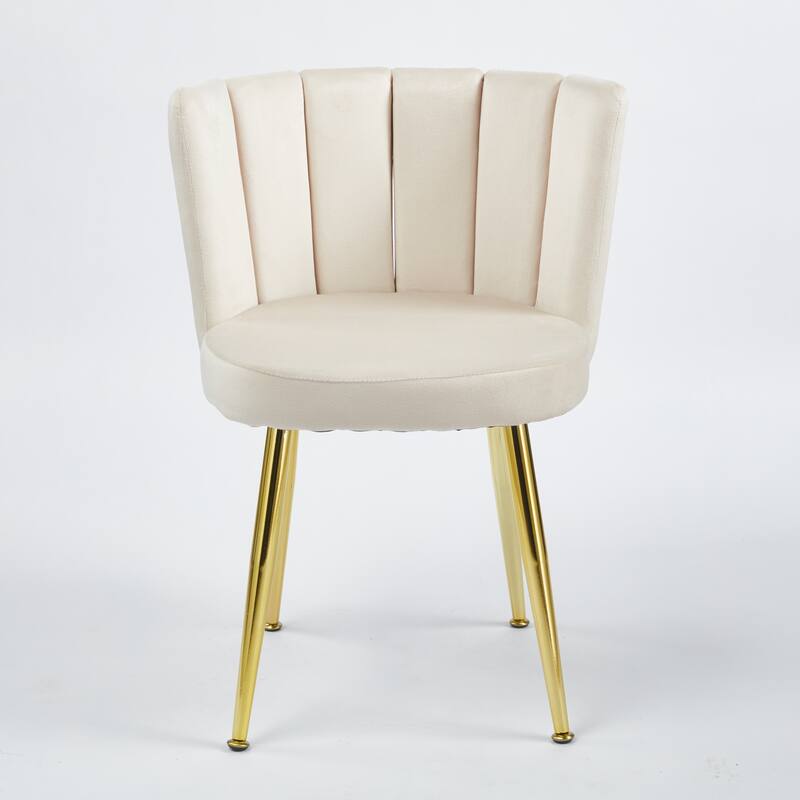 Modern Velvet Dining Chair Set of 2, with Iron Tube Golden Legs and Comfortable Backrest