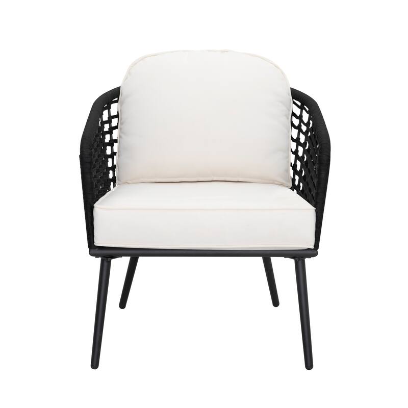 Outdoor 3-Piece Patio Bistro Set, 1 Coffee Table and 2 Chairs, Black